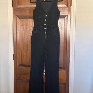 Anthropologie Pilcro Button-down Black Demin Sleeveless Jumpsuit Size 4.